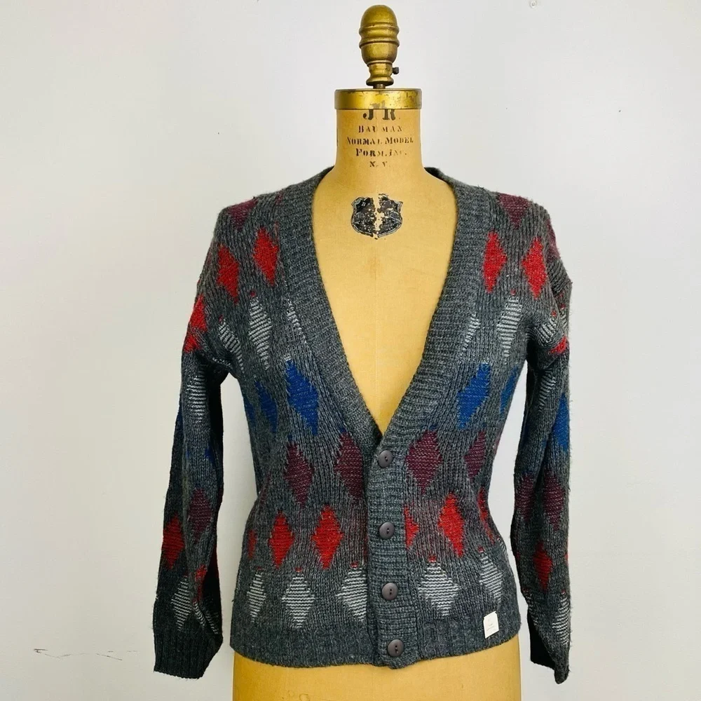 Vintage Exchange Unlimited Cardigan V Neck Sweater, Grandpa Sweater, XS, NOS